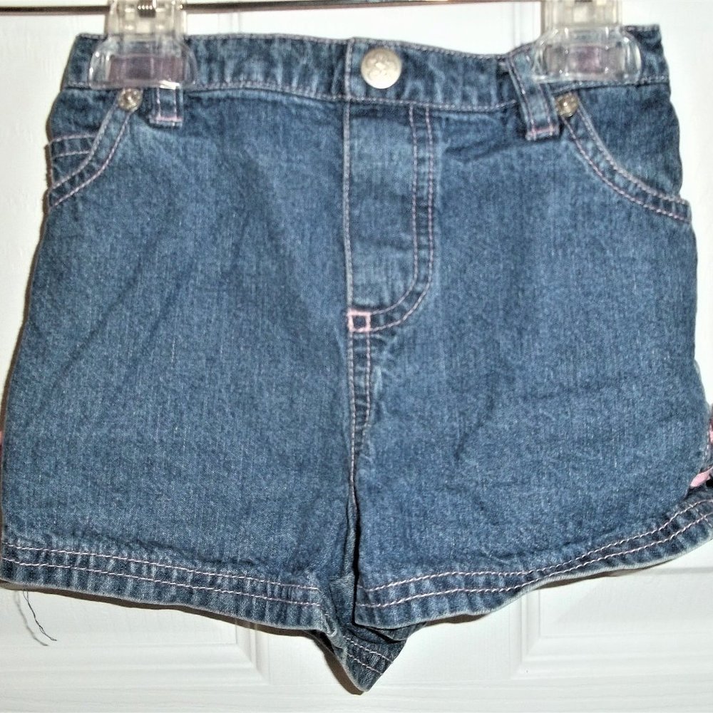 girls size 24 months KRU blue denim shorts elastic waist in back shorts